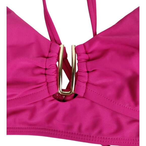 Time and Tru Womens XL Ruched Bikini Top Pink Summer Fuchsia - Picture 8 of 8